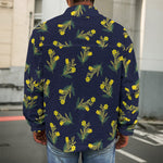 Spring Daffodil Flower Pattern Print Men's Shirt Jacket