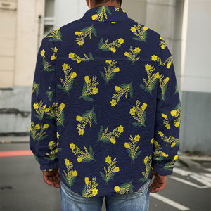 Spring Daffodil Flower Pattern Print Men's Shirt Jacket