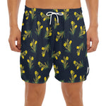 Spring Daffodil Flower Pattern Print Men's Split Running Shorts