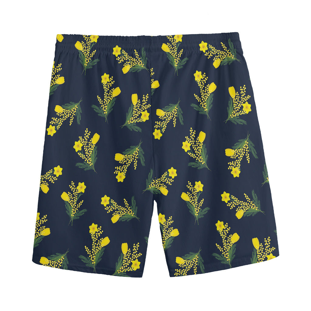Spring Daffodil Flower Pattern Print Men's Sports Shorts
