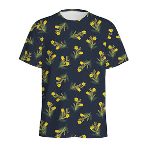 Spring Daffodil Flower Pattern Print Men's Sports T-Shirt