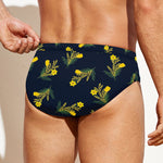 Spring Daffodil Flower Pattern Print Men's Swim Briefs