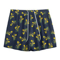 Spring Daffodil Flower Pattern Print Mesh Shorts