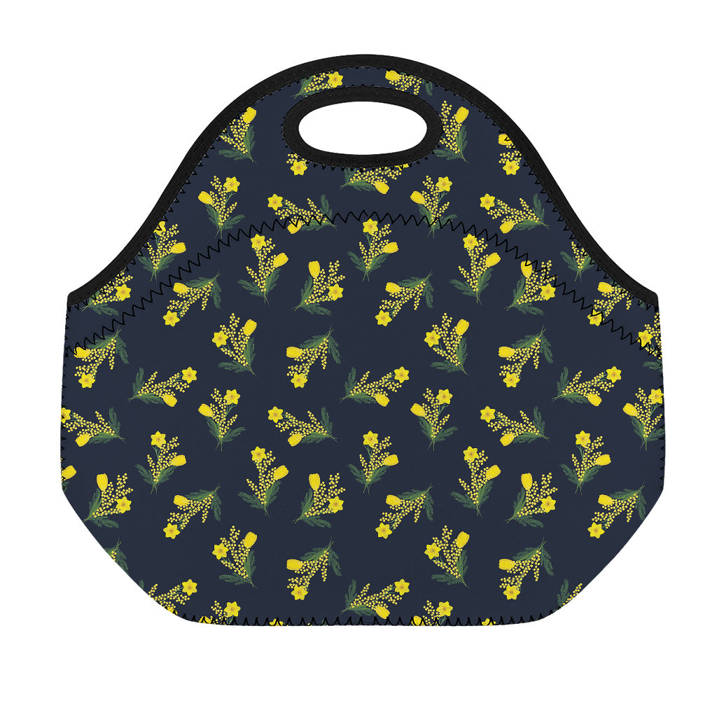 Spring Daffodil Flower Pattern Print Neoprene Lunch Bag