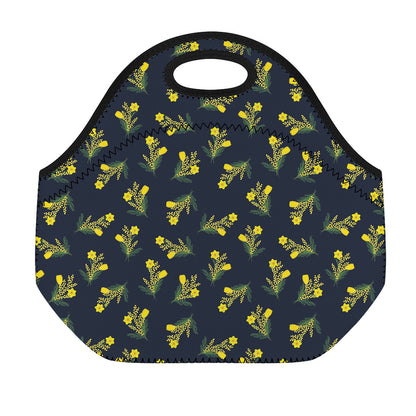 Spring Daffodil Flower Pattern Print Neoprene Lunch Bag