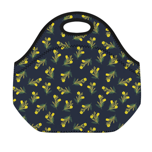 Spring Daffodil Flower Pattern Print Neoprene Lunch Bag