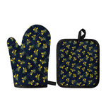 Spring Daffodil Flower Pattern Print Oven Mitt And Pot Holder Set