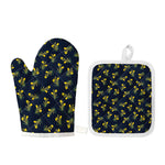 Spring Daffodil Flower Pattern Print Oven Mitt And Pot Holder Set