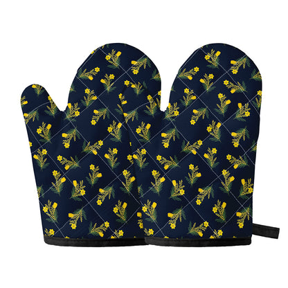 Spring Daffodil Flower Pattern Print Oven Mitts