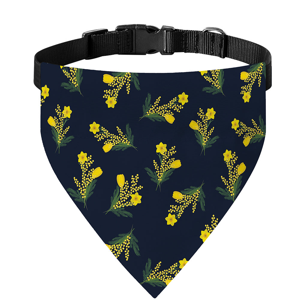 Spring Daffodil Flower Pattern Print Over The Collar Dog Bandana
