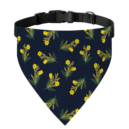Spring Daffodil Flower Pattern Print Over The Collar Dog Bandana