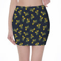 Spring Daffodil Flower Pattern Print Pencil Mini Skirt