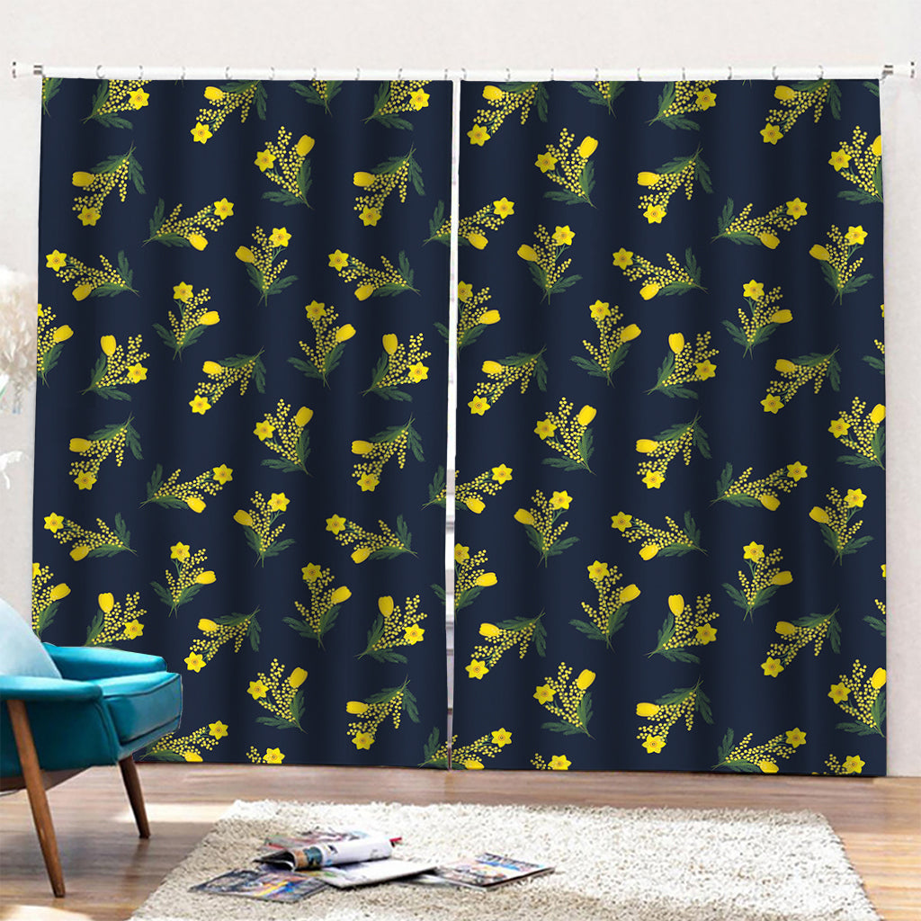 Spring Daffodil Flower Pattern Print Pencil Pleat Curtains