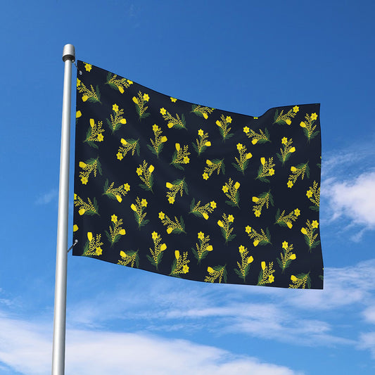 Spring Daffodil Flower Pattern Print Polyester Flag