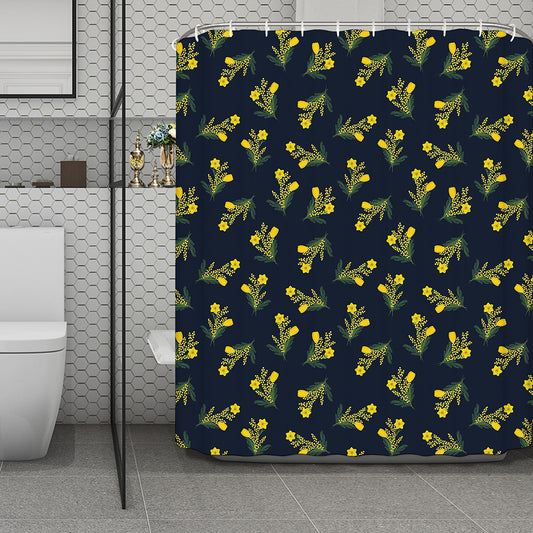 Spring Daffodil Flower Pattern Print Polyester Shower Curtain
