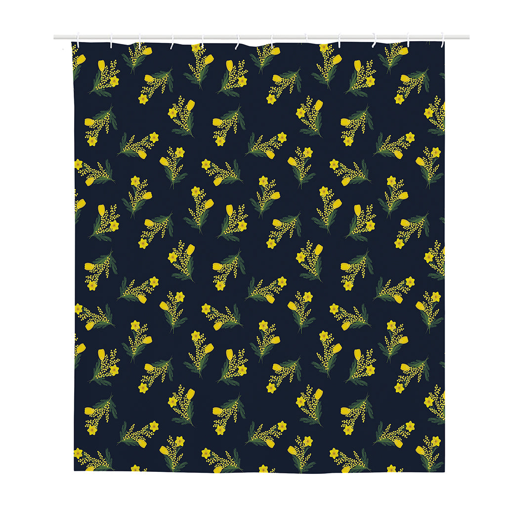 Spring Daffodil Flower Pattern Print Polyester Shower Curtain