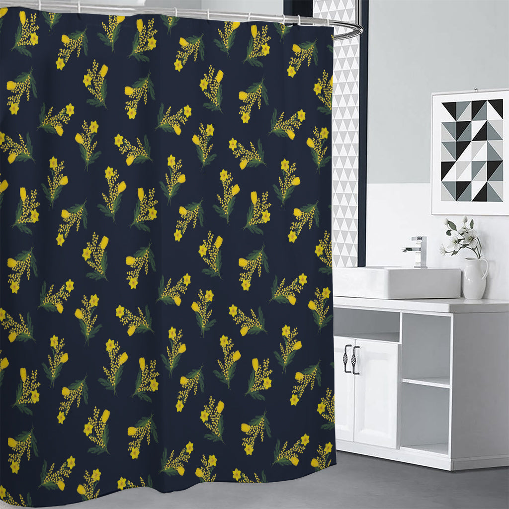 Spring Daffodil Flower Pattern Print Premium Shower Curtain