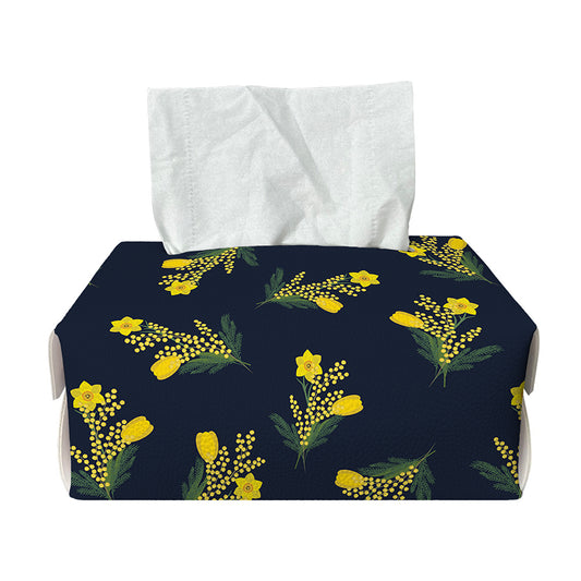 Spring Daffodil Flower Pattern Print Rectangle Tissue Box Cover