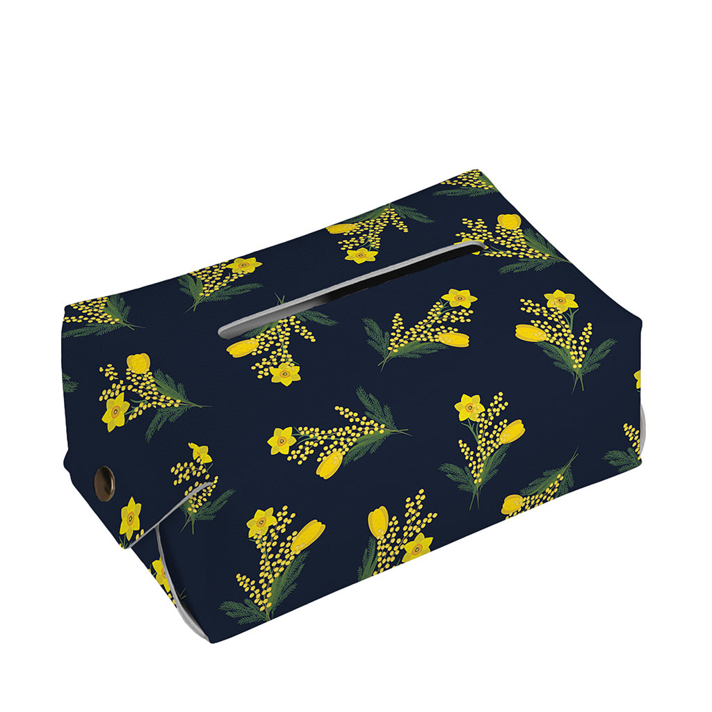 Spring Daffodil Flower Pattern Print Rectangle Tissue Box Cover