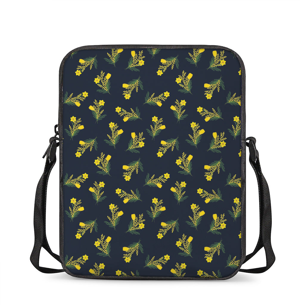 Spring Daffodil Flower Pattern Print Rectangular Crossbody Bag