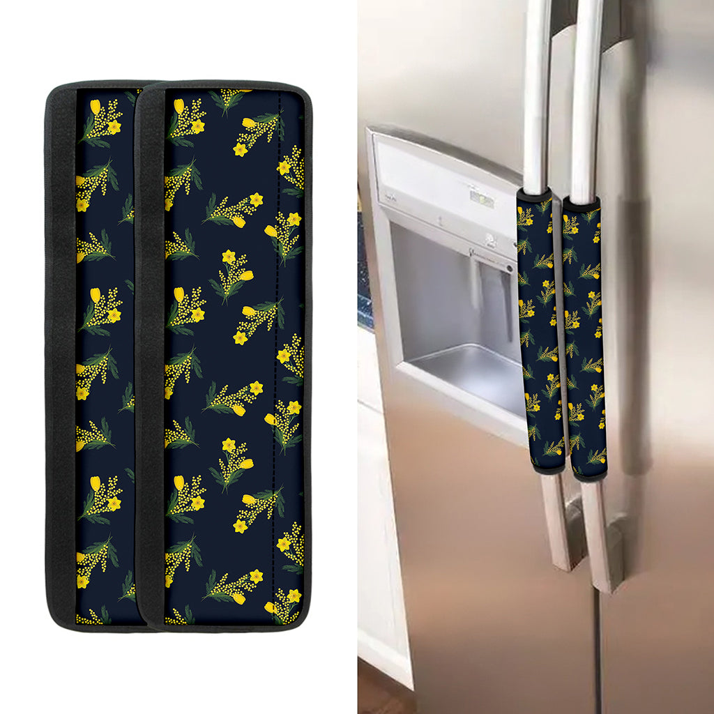 Spring Daffodil Flower Pattern Print Refrigerator Handle Covers