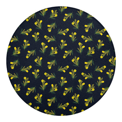 Spring Daffodil Flower Pattern Print Round Blanket
