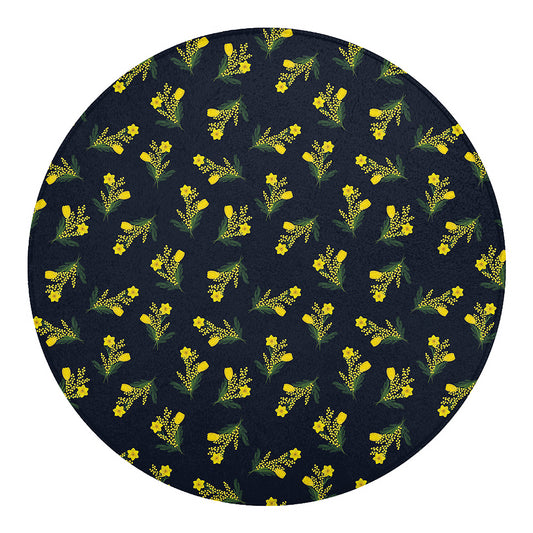 Spring Daffodil Flower Pattern Print Round Blanket