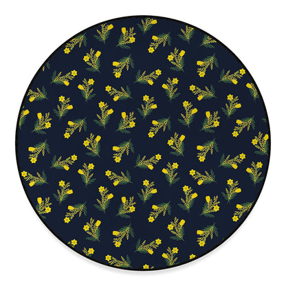 Spring Daffodil Flower Pattern Print Round Floor Mat