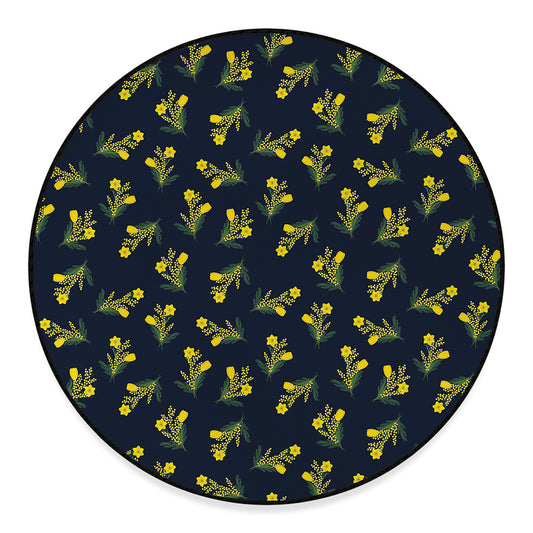 Spring Daffodil Flower Pattern Print Round Floor Mat