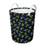 Spring Daffodil Flower Pattern Print Round Laundry Basket