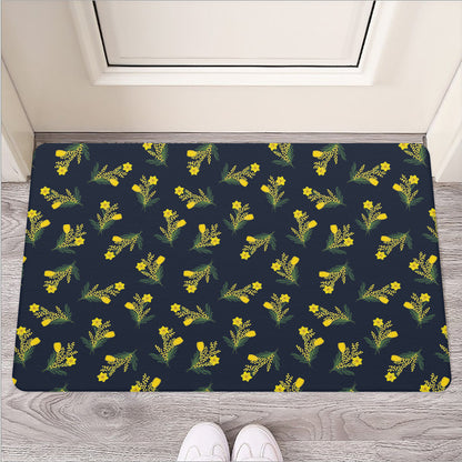 Spring Daffodil Flower Pattern Print Rubber Doormat