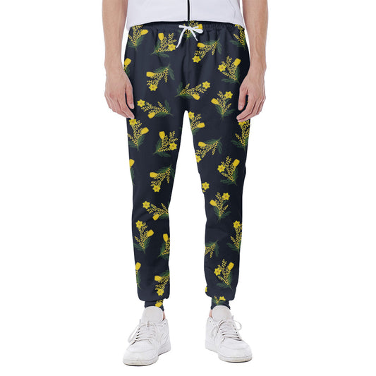 Spring Daffodil Flower Pattern Print Scuba Joggers