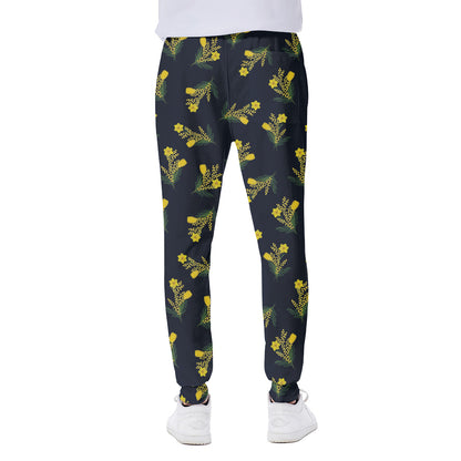 Spring Daffodil Flower Pattern Print Scuba Joggers