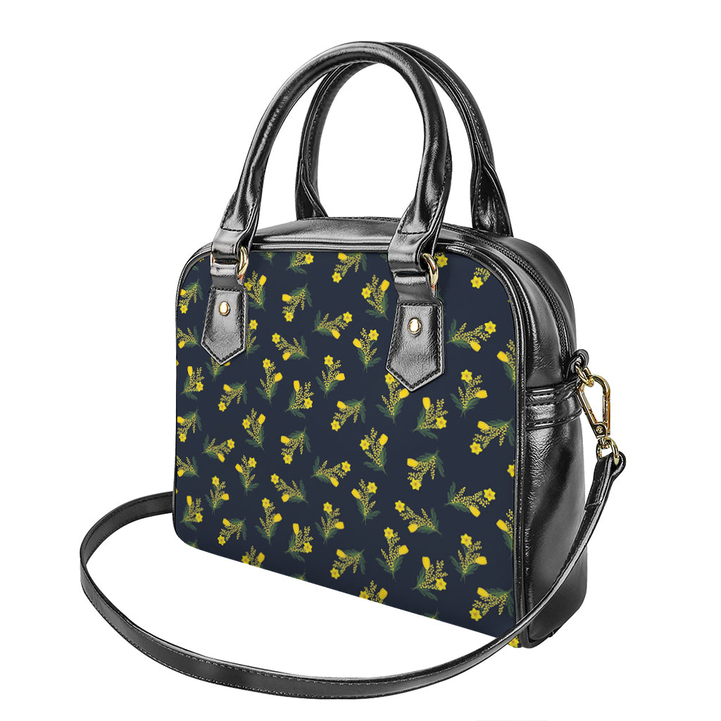 Spring Daffodil Flower Pattern Print Shoulder Handbag