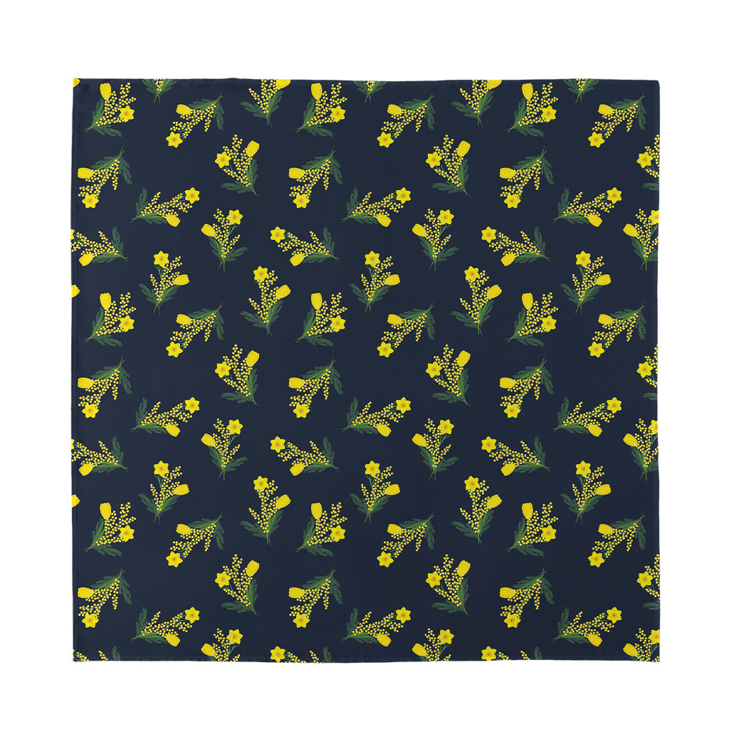 Spring Daffodil Flower Pattern Print Silk Bandana