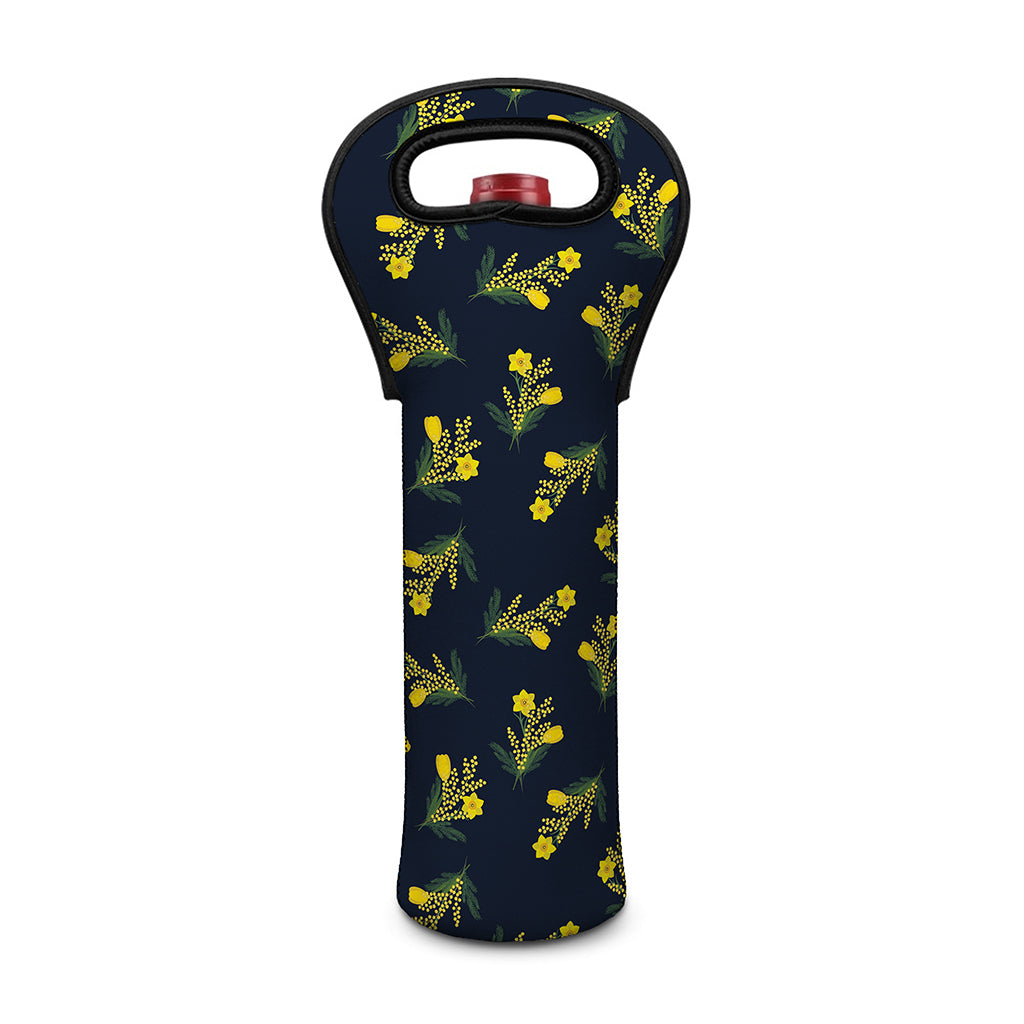 Spring Daffodil Flower Pattern Print Single Neoprene Wine Tote