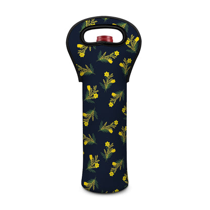Spring Daffodil Flower Pattern Print Single Neoprene Wine Tote