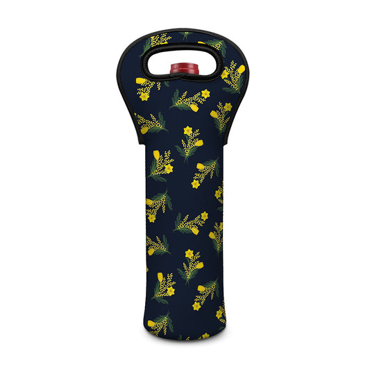 Spring Daffodil Flower Pattern Print Single Neoprene Wine Tote
