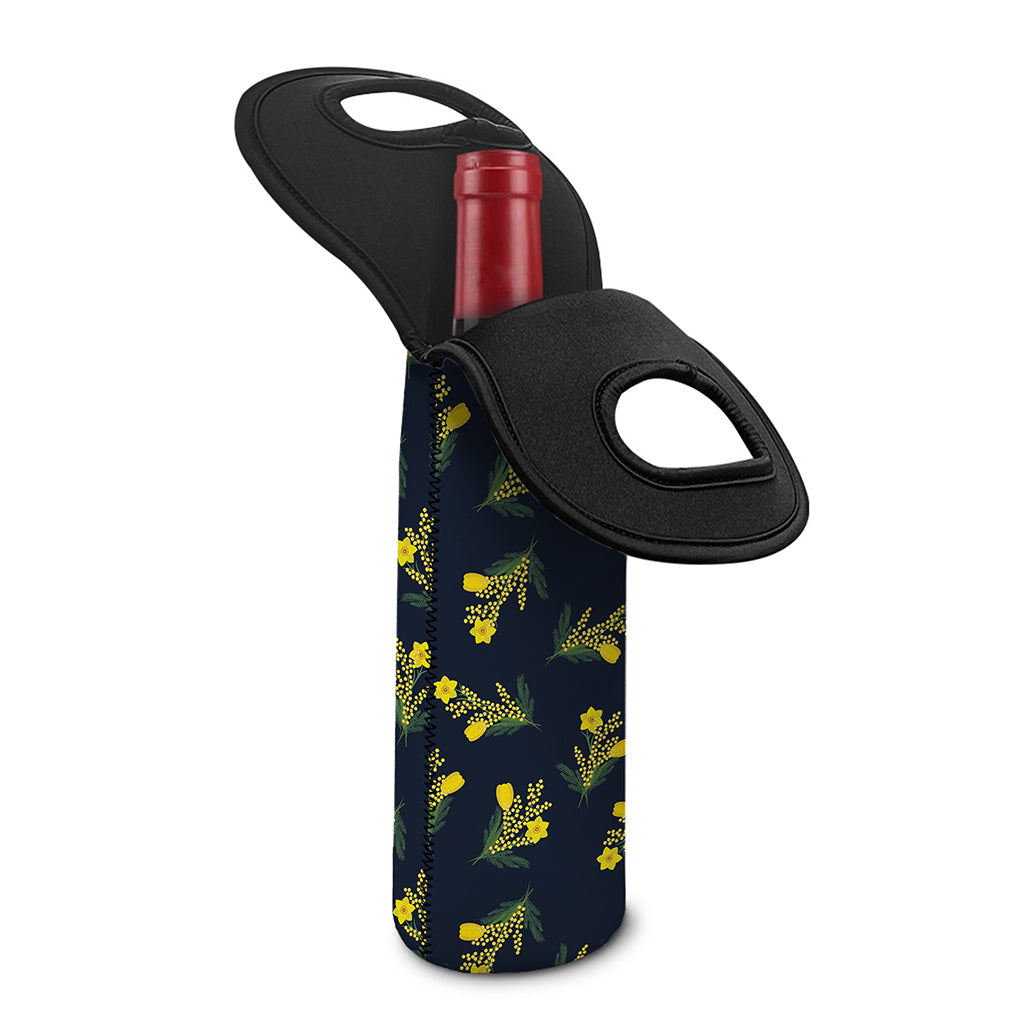 Spring Daffodil Flower Pattern Print Single Neoprene Wine Tote