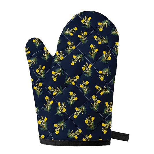 Spring Daffodil Flower Pattern Print Single Oven Mitt