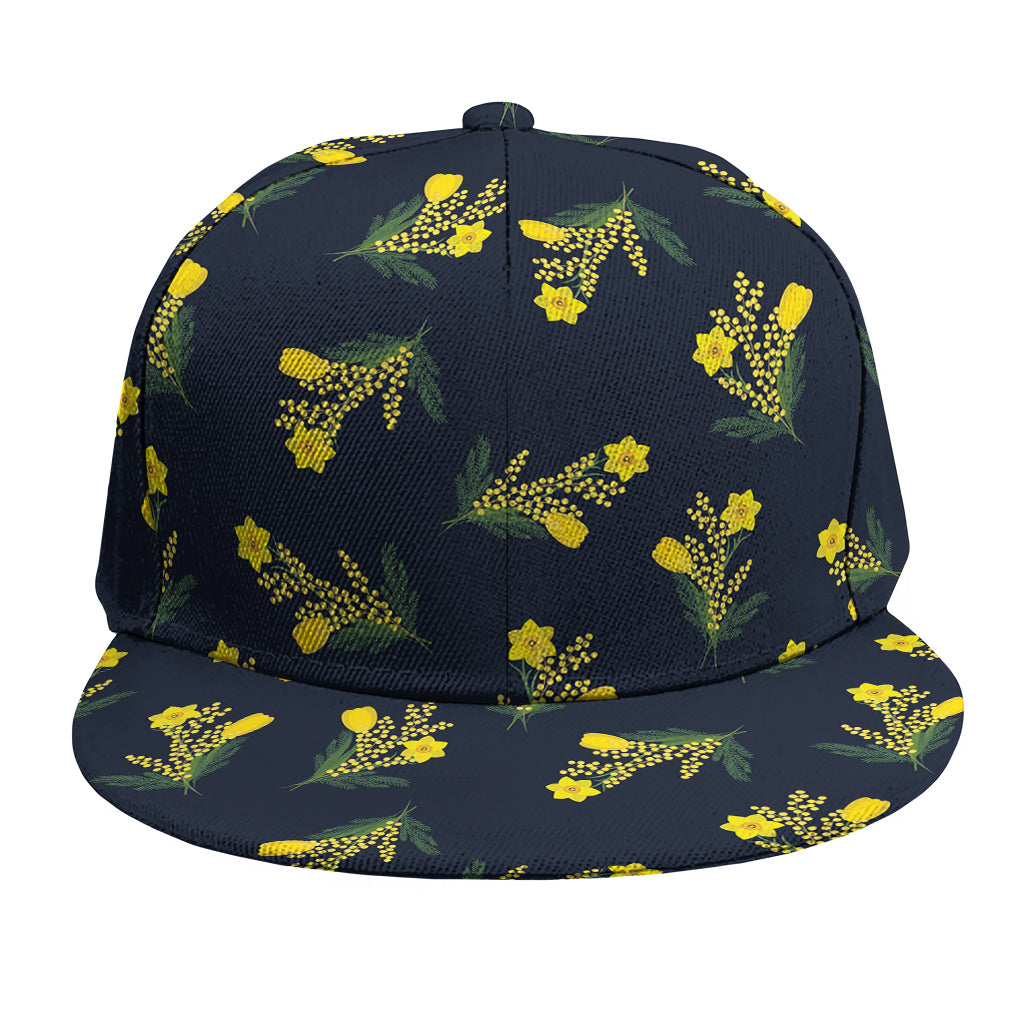 Spring Daffodil Flower Pattern Print Snapback Cap