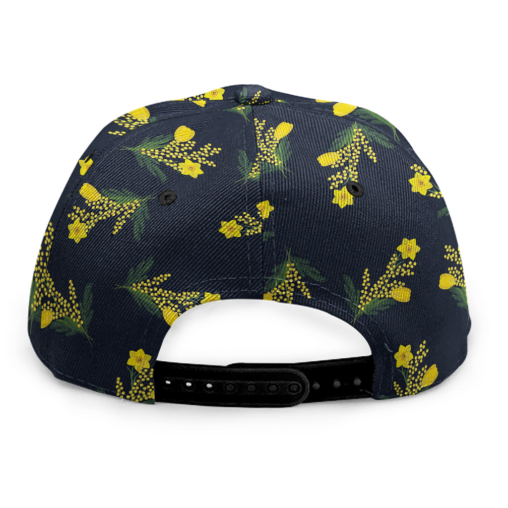 Spring Daffodil Flower Pattern Print Snapback Cap