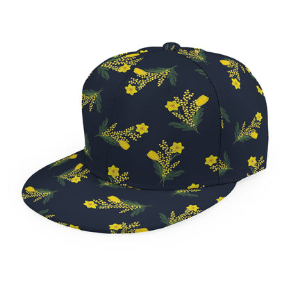Spring Daffodil Flower Pattern Print Snapback Cap