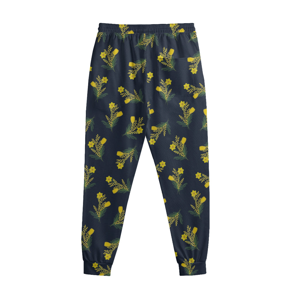 Spring Daffodil Flower Pattern Print Sweatpants