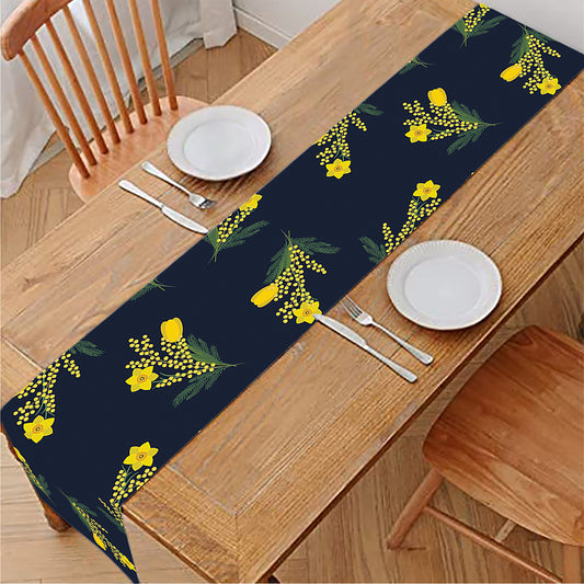 Spring Daffodil Flower Pattern Print Table Runner