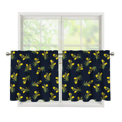 Spring Daffodil Flower Pattern Print Tier Curtains