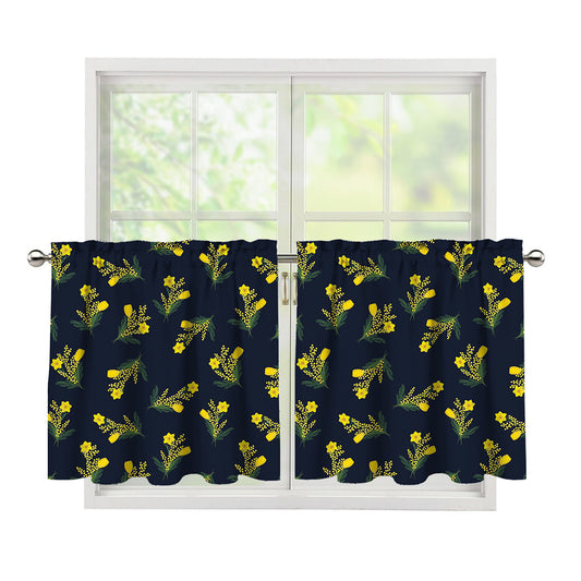 Spring Daffodil Flower Pattern Print Tier Curtains