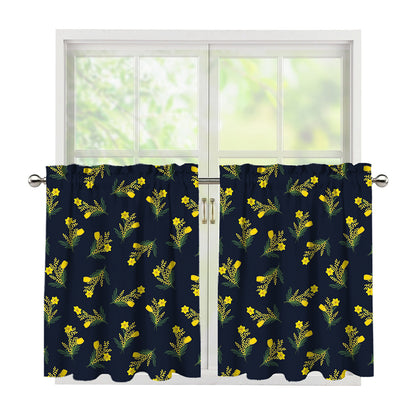 Spring Daffodil Flower Pattern Print Tier Curtains