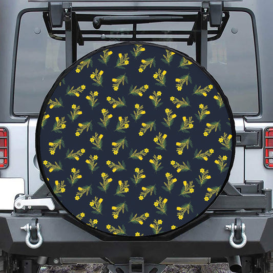 Spring Daffodil Flower Pattern Print Tire Cover