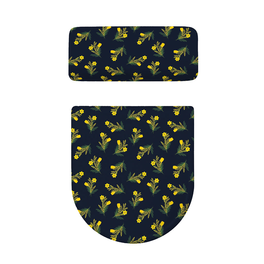 Spring Daffodil Flower Pattern Print Toilet Lid And Tank Cover Set